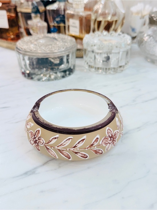 Vintage Other - Mid-century Bohemian Czech Encased Glass Ashtray with Neutral Colors
